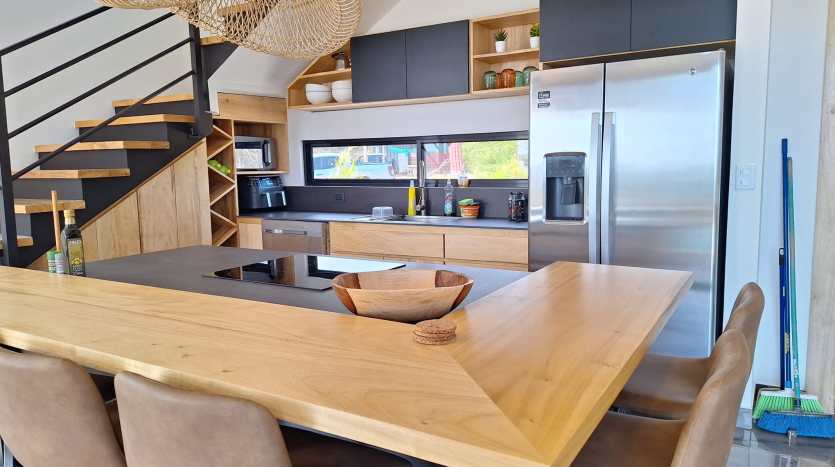 Spacious kitchen and dining area in luxury villa for sale in Samara Costa Rica
