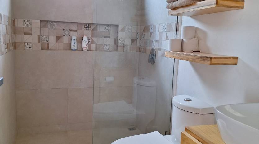 Modern bathroom design inside luxury villa for sale in Samara Costa Rica