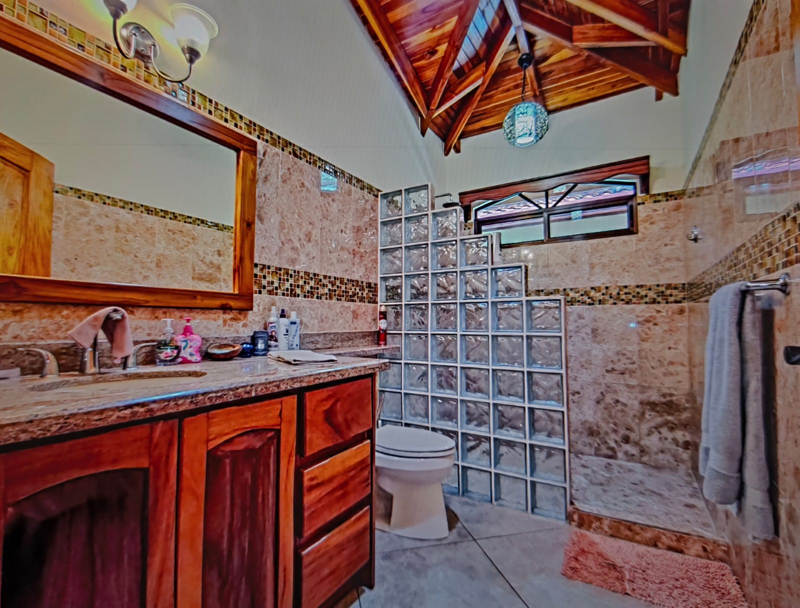 modern bathroom with wood cabinets villa serenity