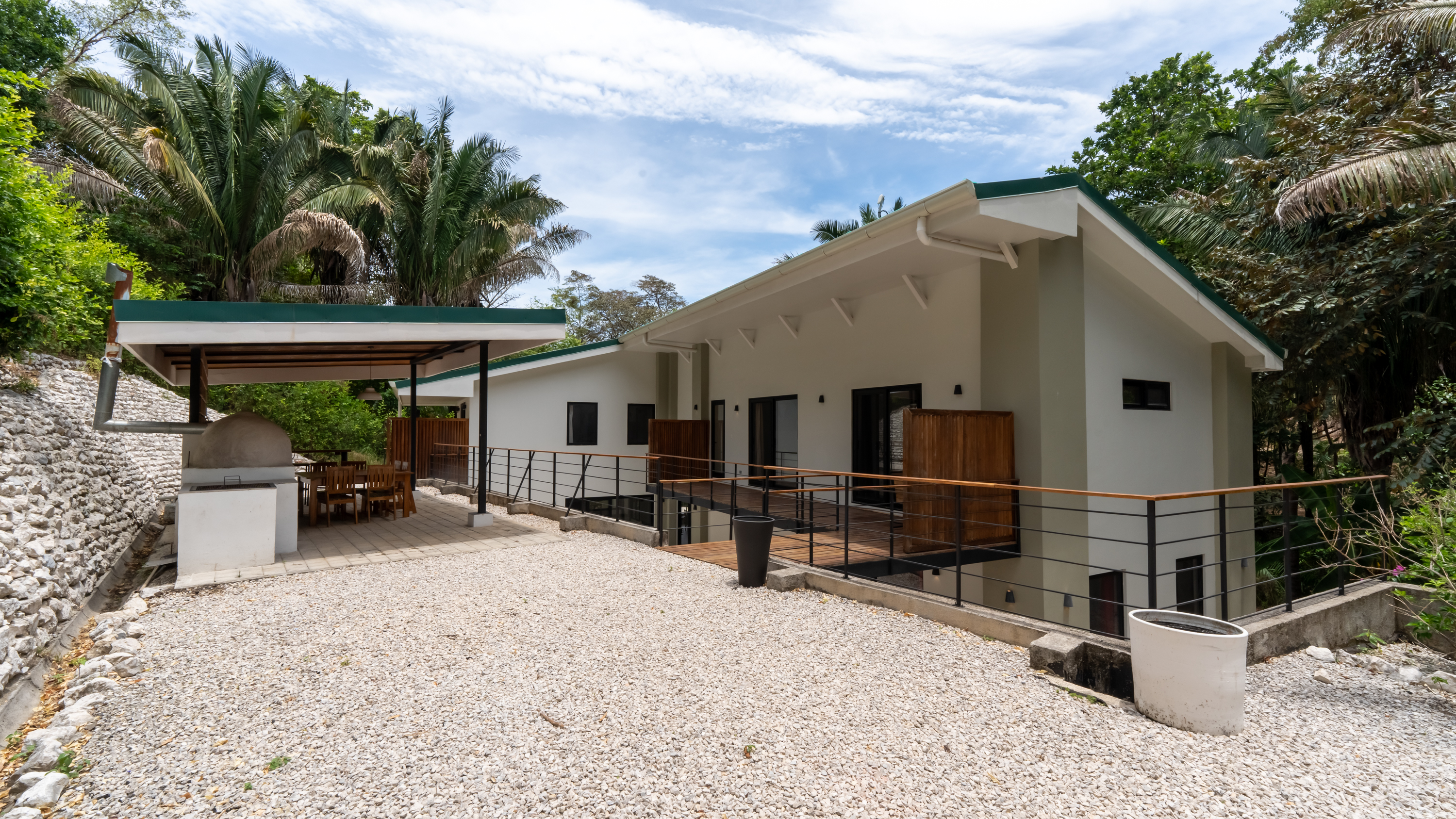 jungle villa exterior surrounded by tropical nature in samara costa rica