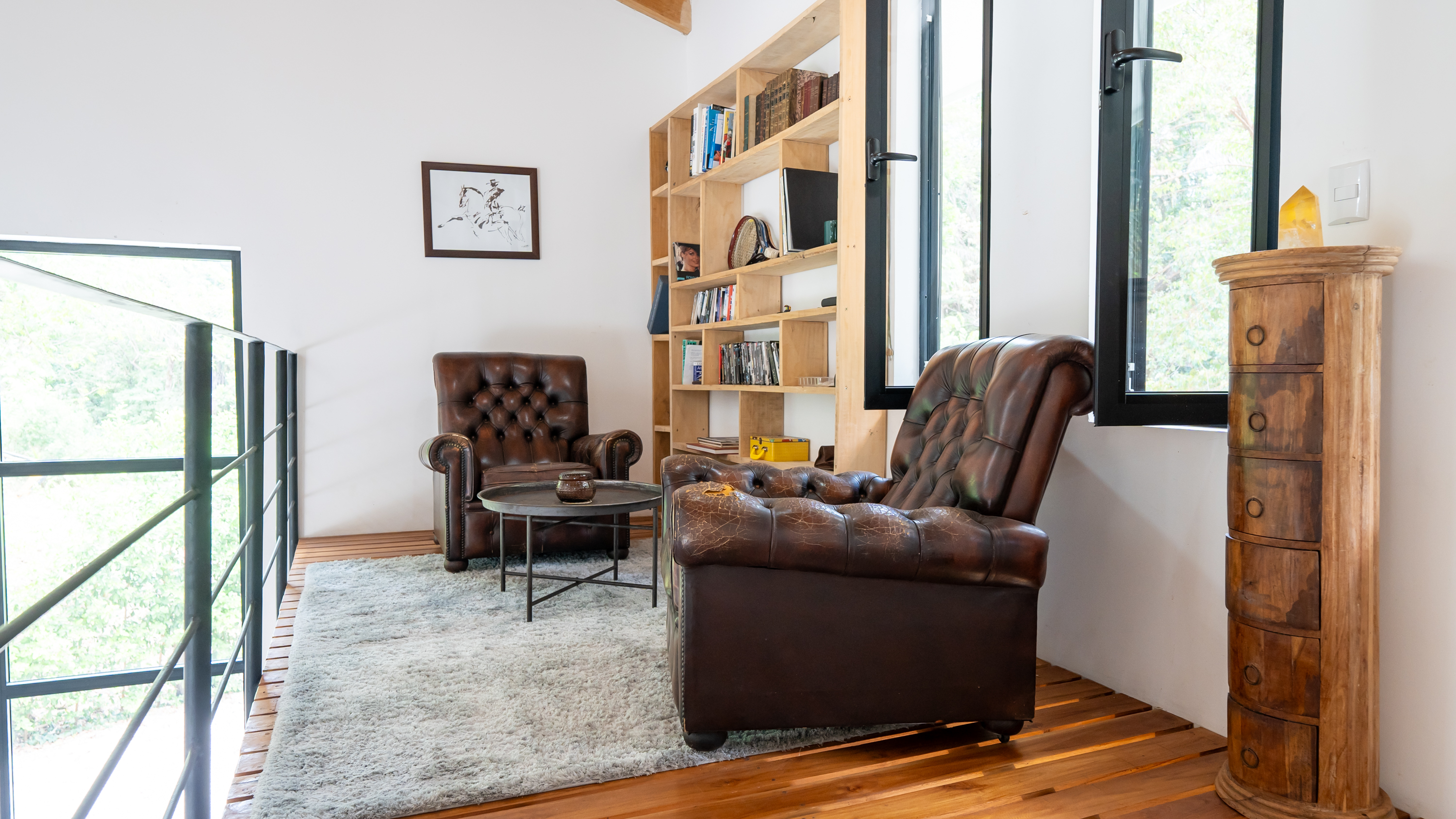 private reading library area inside luxury villa for sale in samara costa rica