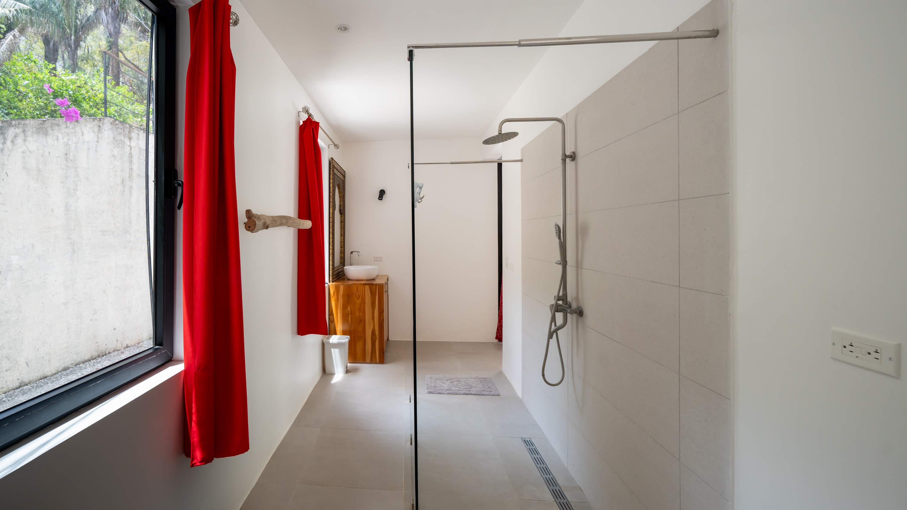 contemporary bathroom with large shower in villa for sale samara costa rica